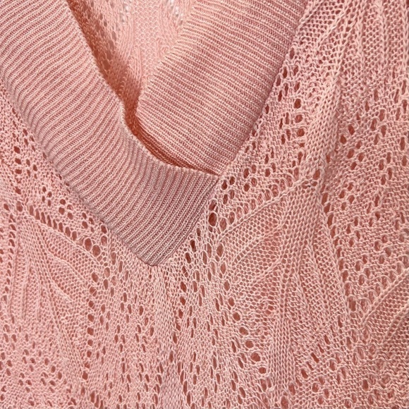 Wet Seal Pink Open Weave Sleeveless V-Neck Tunic Sweater XS Y2K - Picture 4 of 6